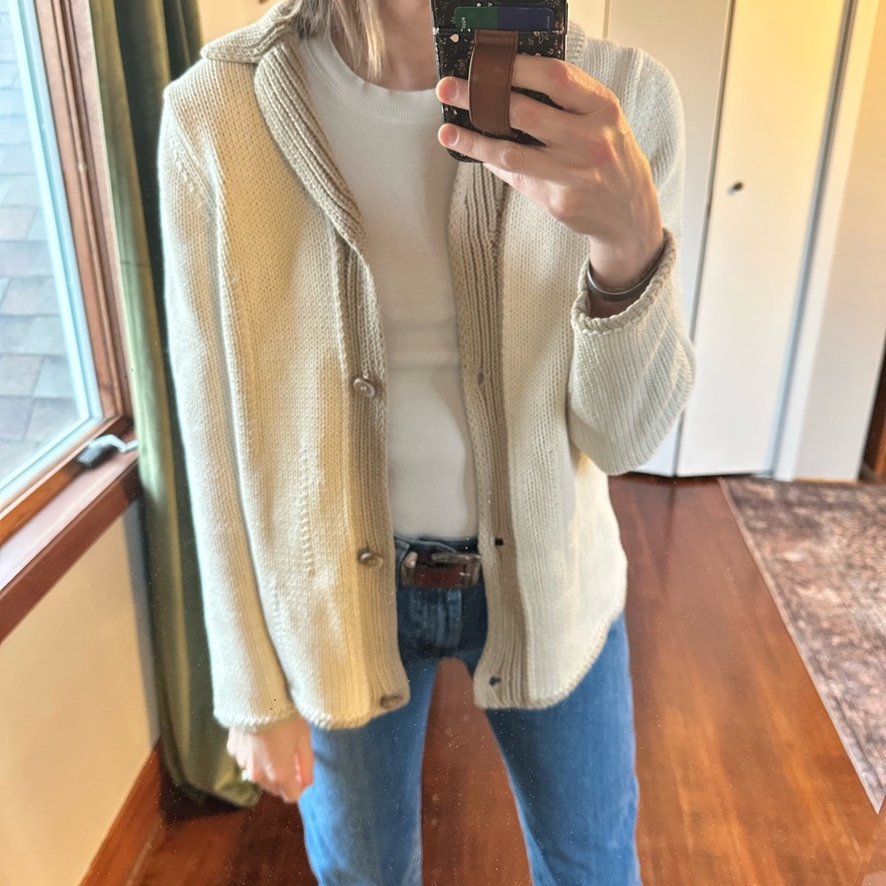 Blue Willi's Denmark 100% Cotton Knit Cream Cardigan Sweater